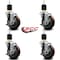 Service Caster 4'' Maroon Poly Swivel 1-7/8'' Expanding Stem Caster Set with Brake, 4PK SCC-EX20S414-PPUB-MRN-TLB-178-4 - alternate 4